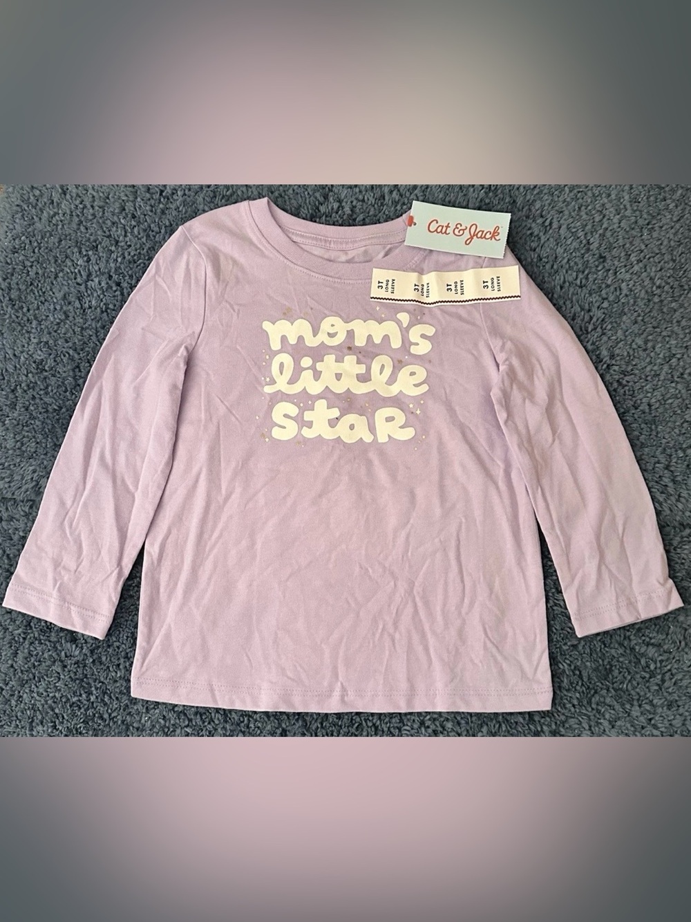 Cat & Jack Toddler Girls 3T Purple Crew Neck Graphic Print Long Sleeve T-Shirt